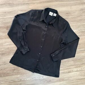 Vintage Bentley Black Silky Satin Button Up Shirt